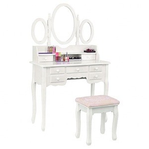 Factory Folding Mirror Vanity Set Makeup Table Dresser