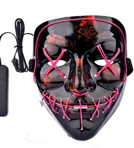 factory  new cheap EL rave party  flashing neon mask light up full face halloween pvc the purge mask for custom party