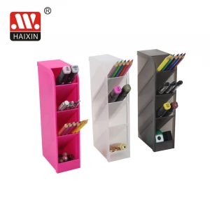Factory new fashionable gadgets office table PP pencil jar plastic pen holder with 4 layers