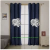 Factory outlet beige luxury embroidered living room window curtains with attached valance