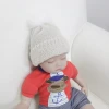 Factory price high quality super soft cute winter warm knitted polyester checkerboard baby hat