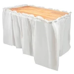 Factory wholesale table skirting designs Ruffled white table skirt for wedding decorations