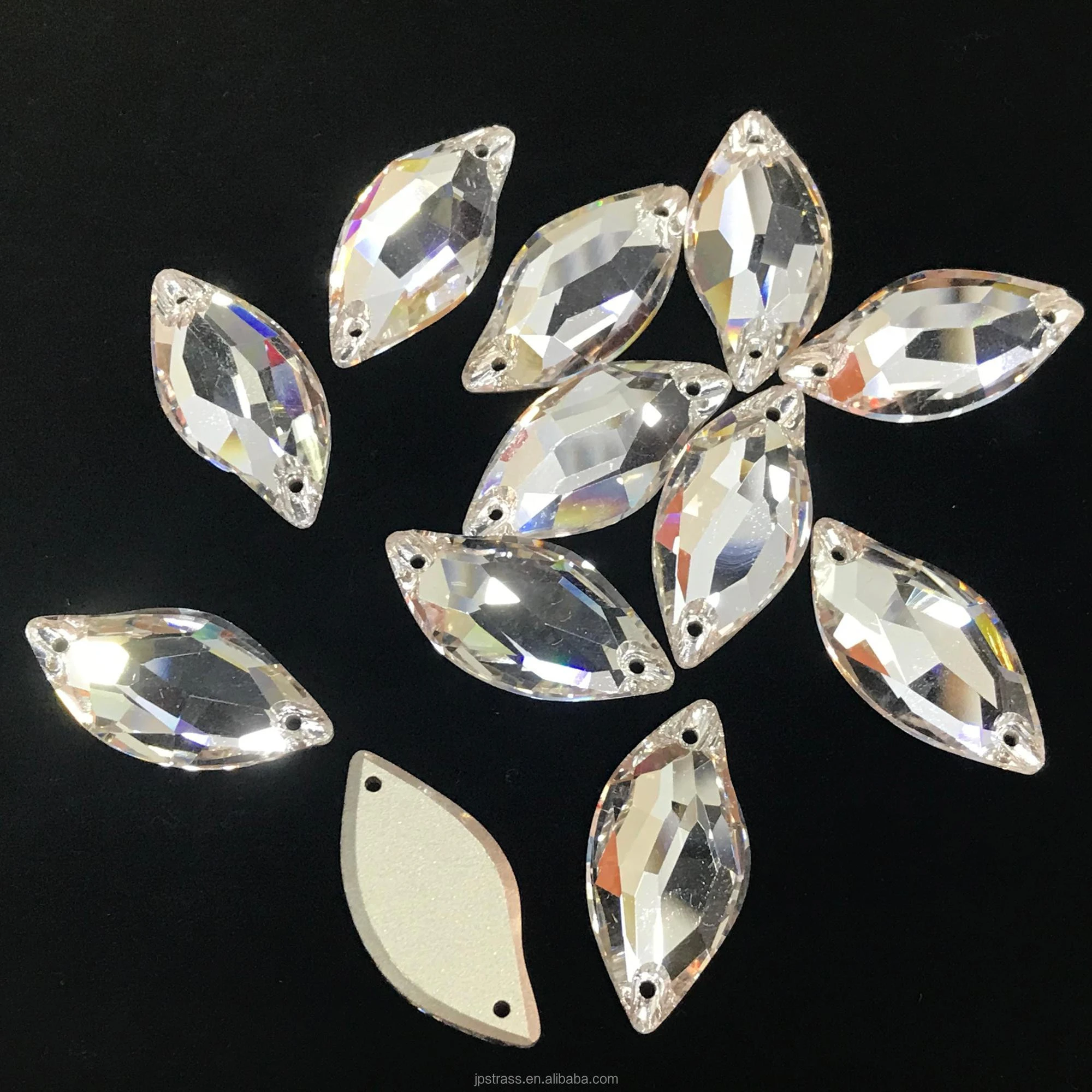 Fancy sewing square shape wholesale crystal ab sew on glass bead for necklace,glass diamond with holes making wedding dresses