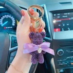 Fashion Bling Full Rhinestone Cute Bear Key Chain Luxury Crystal Car Bag Decoration
