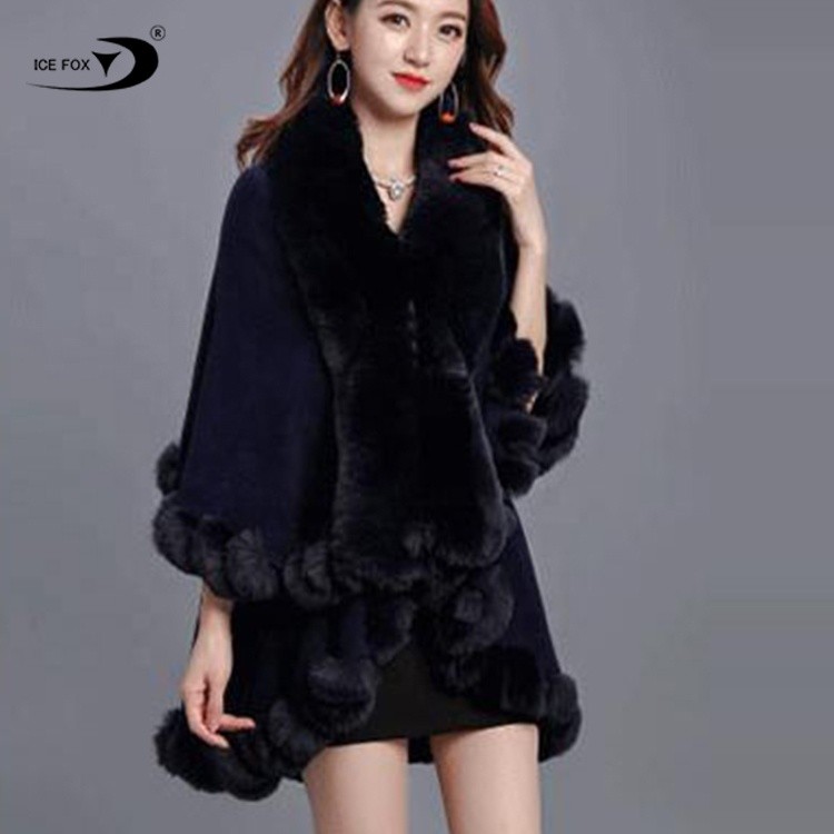 Fashion Trend Custom New Design Faux Fur Coat Rabbit Fur Cashmere Shawl Women Fur Coat