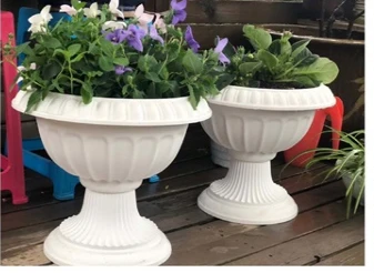 Fashionable plastic white good quality flower pots in bulk