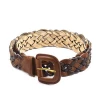 FM brand women bonded leather handmade weave belt genuine leather hand knit belt