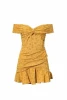 Folds decorate solid color straight collar stitching slim ruffle dress women