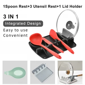 Food Grade  Heat Resistant Kitchen Ladle Spoon Spatula Lid Keep Clean  Silicone Multiple Utensil Rest