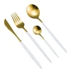 Fork Spoon Set Luxury Stainless Steel Gold Plated 24pcs Cutlery Set with White Handle