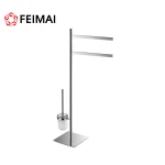 Free Standing Towel Rack Bar Holder and Brush Holder With Glass Cup