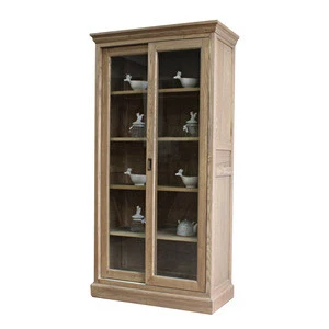 French style antique living room solid wood furniture vintage display glass cabinet