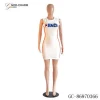 GC-86970366  WholesaleNew In White Simmer Dresses Short Simple O-Neck Side Striped Bodycon Mini Dresses Women