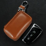 Genuine Leather Keyless Entry Remote Car Key Bag Keychain Zipper Key Case Fob Signal Blocking Bag for car keys