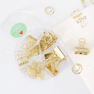 Gold Metal Clip Large-headed Binder Clips Office Binding Supplies Combination Set