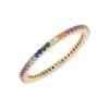 Gold plated full finger jewelry Colorful Stone Unique Design cz rainbow Ring for women jewelry