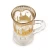 Import handmade golden shot 6 cups set 80ml arab round handle tea coffee cup yiwu wholesale  clear turkey glass cup from China