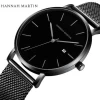 HANNAH MARTIN Watch Japan Quartz Movement Simple Design Original Classic Men Watches  Fashion Waterproof Dark Blue Wrist Watch
