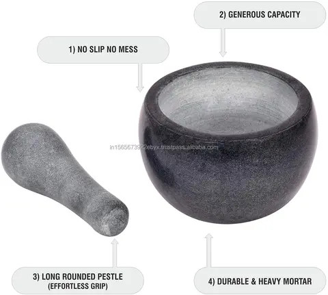 Heavy Duty Unpolished Granite Mortar and Pestle Set Stone  Palewa Plain 4 inch for Export Selling from Indian Exporter