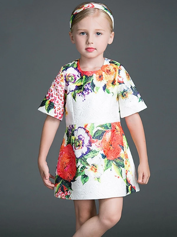 High End Mom Girl Sleeveless Flower Printing Matching Dress, family matching outfit
