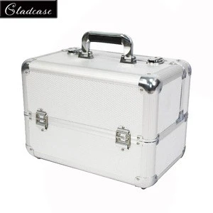 High quality beauty cosmetic train case  aluminum case with trays inside