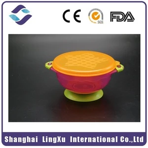 High Quality BPA Free Custom Branded Baby Plastic Salad Noodle Bowl With Lid And Suction