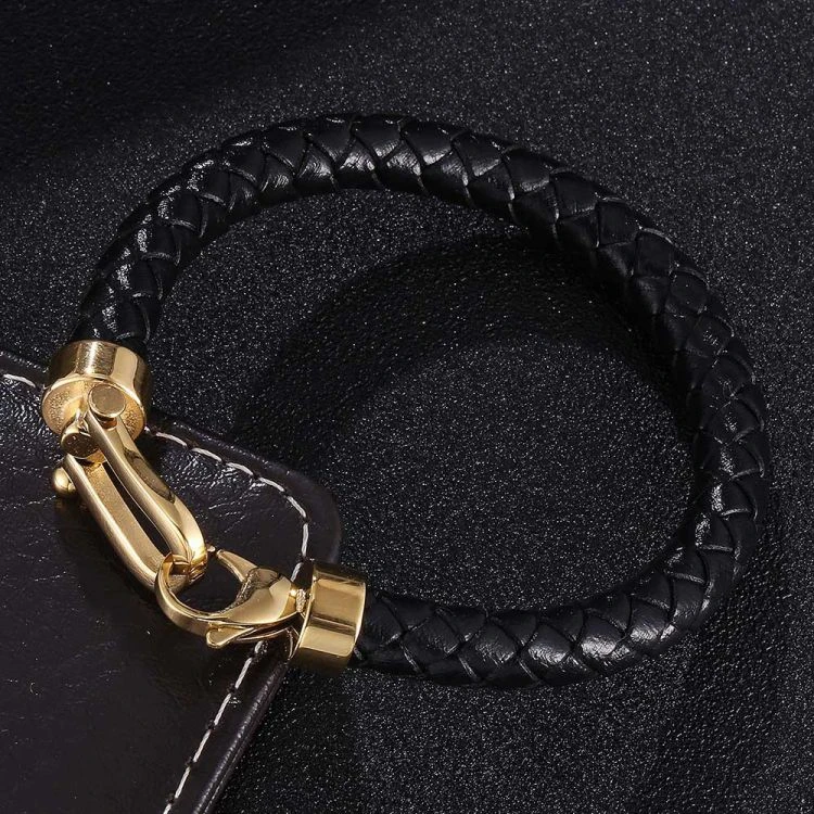High Quality Europe Classic Style Genuine Leather Hoof clasp Bracelet With Stainless Steel Buckle for Fathers Day Best Gift