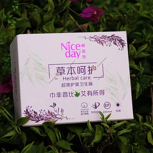High Quality Herbal Chip Day Use Sanitary Pads Pure Organic Cotton  Napkins Physiological Periods Care Wholesale 8 Pcs/Bag
