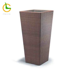 High quality square Factory Direct Wholesale rattan woven plastic flower pot
