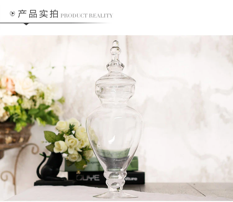 Home decoration glass craft carved handmade mouth blown glass buffet candy jars