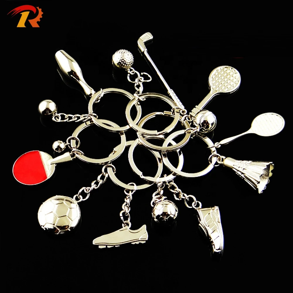 Hot Sale All Kinds Of Sports Balls Keychain Tennis Football Badminton Bowling