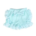 Hot Sale Kid Clothes Seersucker Candy Color with Bowknot Back Ruffle Trim Children Summer Shorts Baby Girl Boutique Shorts