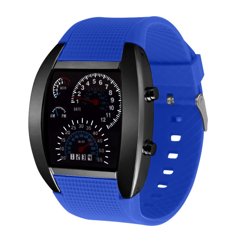 Hot Sale Men Sports LED Speedometer Watch LED Digital Air Watch Man Car Wrist Watch Reloj