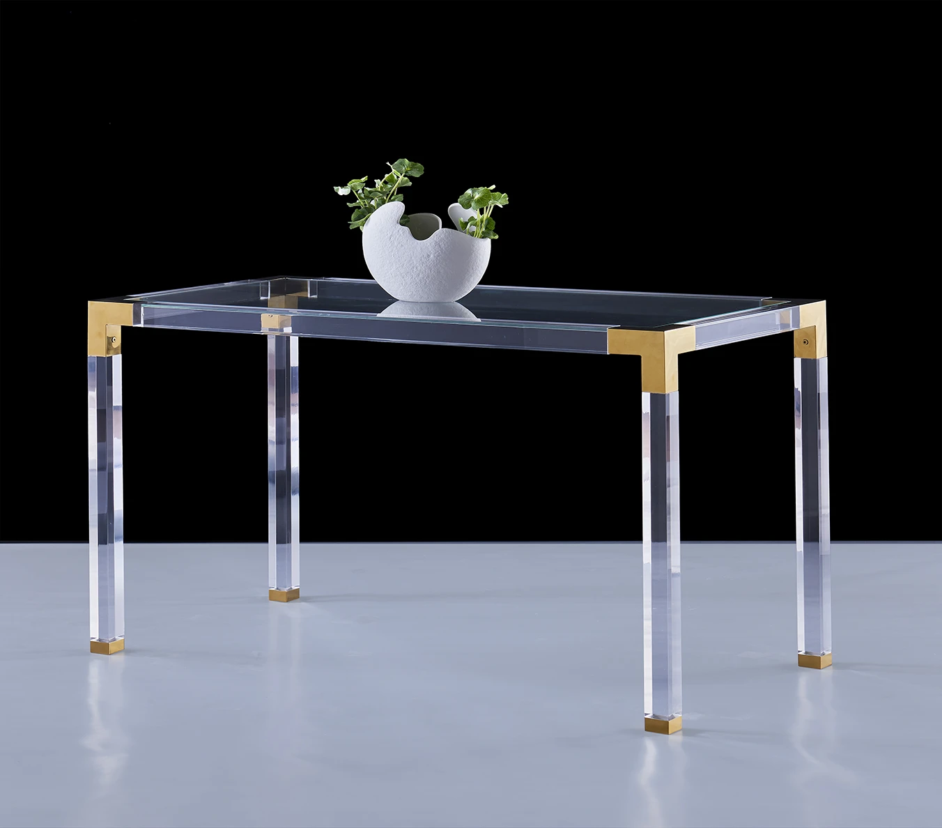 Hot sale Modern furniture stainless steel table Tee joint living room dining table with glass top