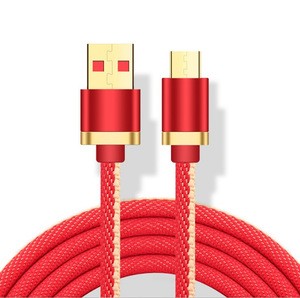 Hot sell cable of colored strong nylon woven with high breaking force tube and gold-plated head  USB cable for Iphone