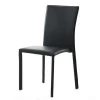 Hot selling cheap commerical furniture simple stackable PVC dining table restaurant chairs with metal legs