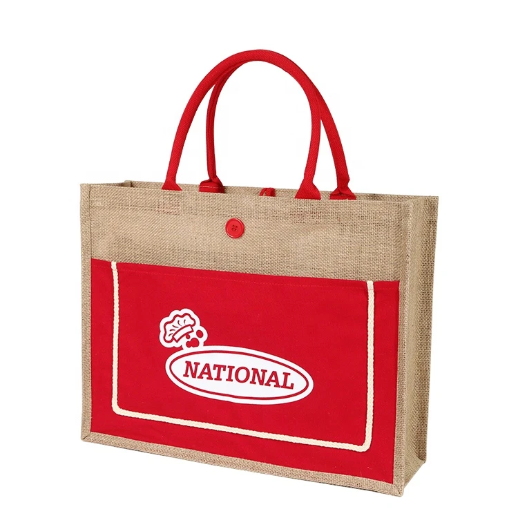 Hot Selling Custom Color Logo Laminated Shopping Tote Burlap Jute Bag For Sale