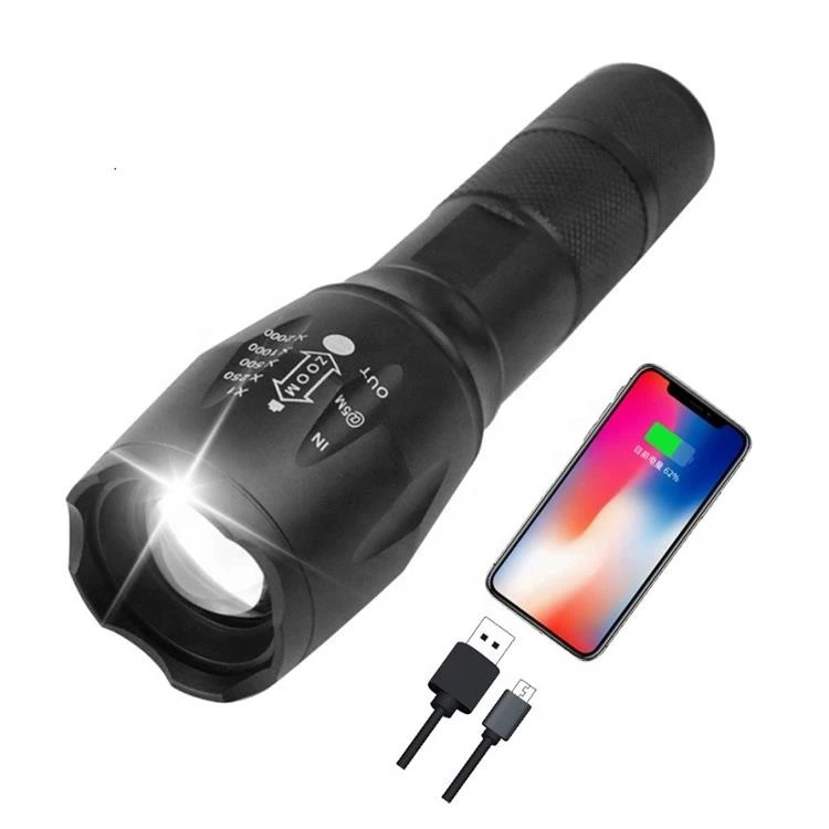 Hot selling Dimmable High Power USB Rechargeable Flashlight Torch 18650 Super Bright Zoom Powerful Torch Tactical led Flashlight