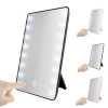 Hot selling wholesale square shape ladies mirror fashion women batteries 16 led touch screen table makeup mirror