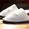 Hotel sale 100% cotton open toe unisex white waffle hotel slipper for hotel and spa