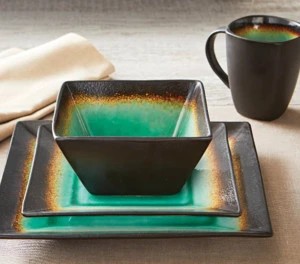 Hualian Crackle Glaze Square Ceramic Tableware Dinnerware Set Factory Stocks
