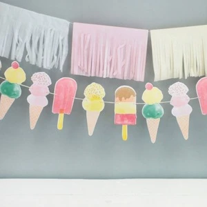 ice cream hanging banner baby shower favors Ice Cream Banner party Garland Ice Cream Party Decoration supplies