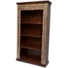INDUSTRIAL ANTIQUE FLORAL CARVED VERTICAL BOOK SHELF IN DISTRESS FINISH BOOKCASE