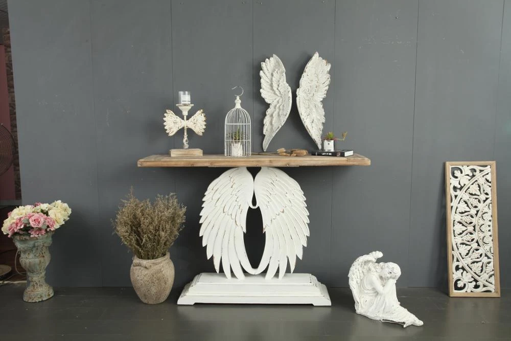 INNOVA home decoration living room craft  antique vintage white polyresin resin angel wings wall hanging decor art