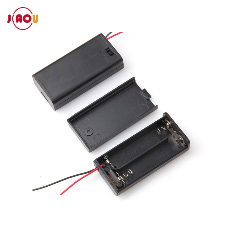 JIAOU 2 xAA 3V Plastic battery cell holder box case  With Wires,on/off  toggle switch and cover