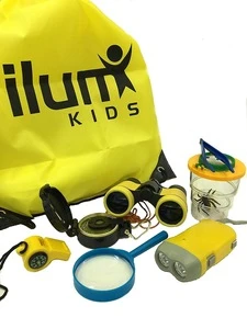 Kids Outdoor Exploration Kit for Kids - Binoculars, Compass, Magnifying Glass, Flashlight, Whistle, Bug Collector, Tweezers