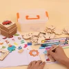 Kids Wooden Graffiti Templates Painting Art Tools Set For Children&#39;s Creativity Kindergarten Sketching Drawing Children Learning