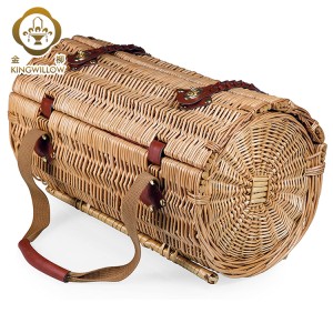 Kingwillow large round hot sale wicker picnic basket willow hamper laundry basket for 2 person customized