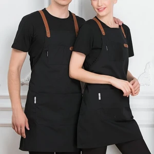 Kitchen Cook Chef Custom Print Embroiled Logo Black Manufacture High Quality Cotton Denim Aprons