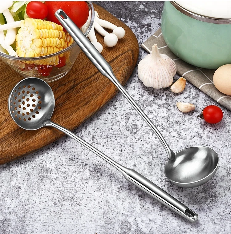 kitchen utensil 18/8 stainless steel slotted spoon and soup ladle cooking set